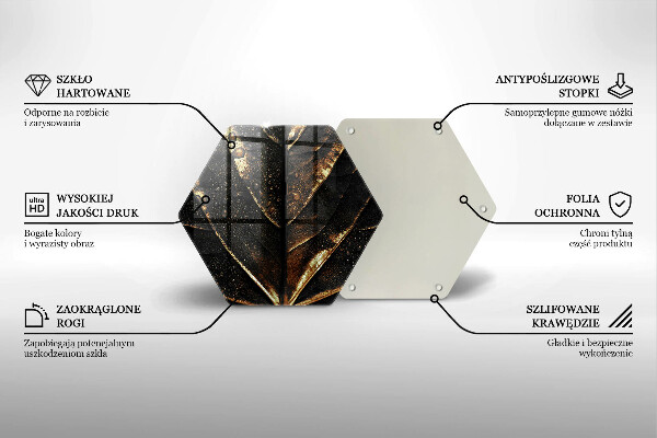 Tabla de cortar de vidrio Hoja de oro