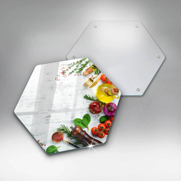 Tabla de cortar de vidrio Verduras y especias