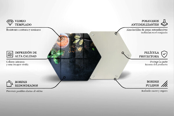 Tabla de cortar de vidrio Tazones de especias