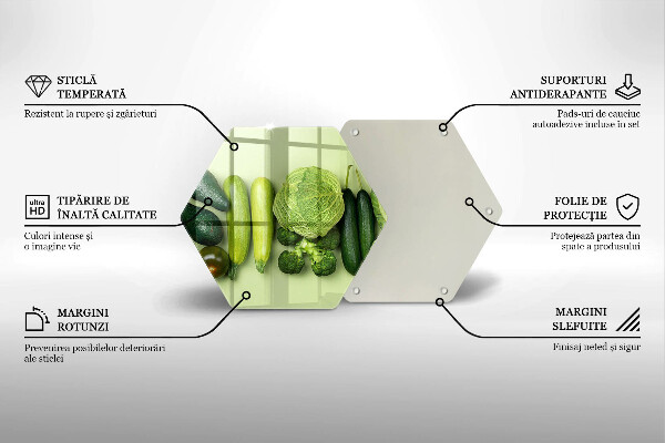 Tabla de cortar de vidrio Frutas y verduras verdes
