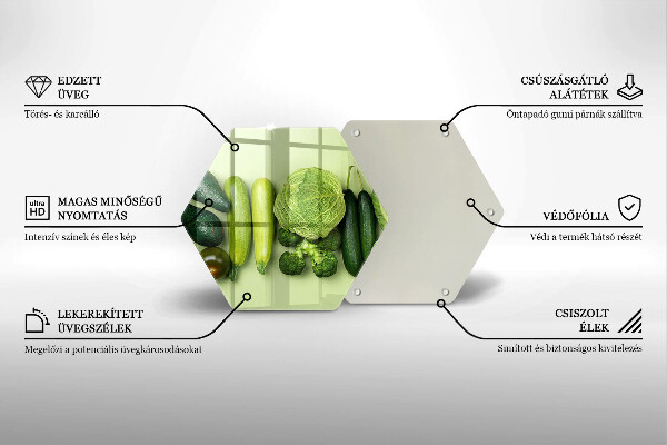 Tabla de cortar de vidrio Frutas y verduras verdes