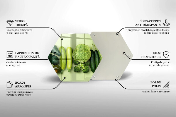 Tabla de cortar de vidrio Frutas y verduras verdes