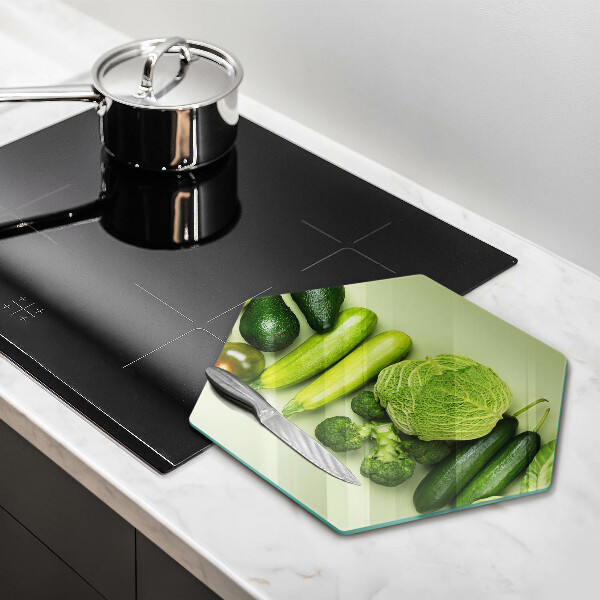 Tabla de cortar de vidrio Frutas y verduras verdes