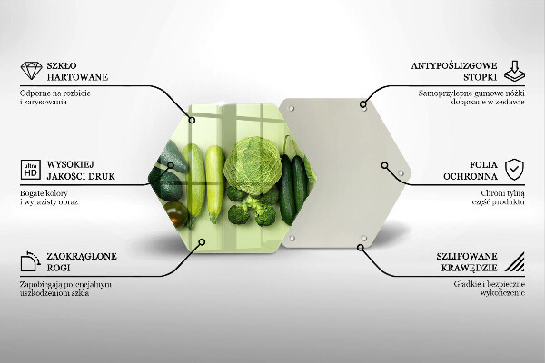 Tabla de cortar de vidrio Frutas y verduras verdes