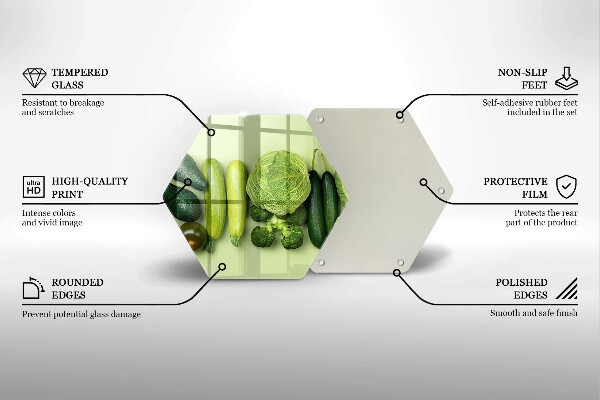 Tabla de cortar de vidrio Frutas y verduras verdes