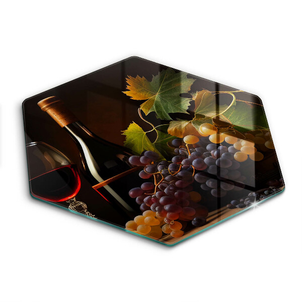 Tabla de cortar de vidrio Copa de vino y uvas