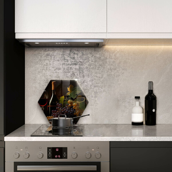 Tabla de cortar de vidrio Copa de vino y uvas