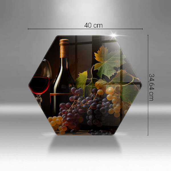 Tabla de cortar de vidrio Copa de vino y uvas