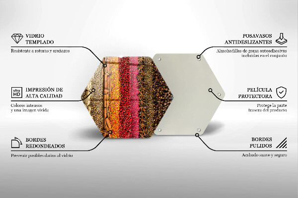 Tabla de cortar de vidrio Especias coloridas