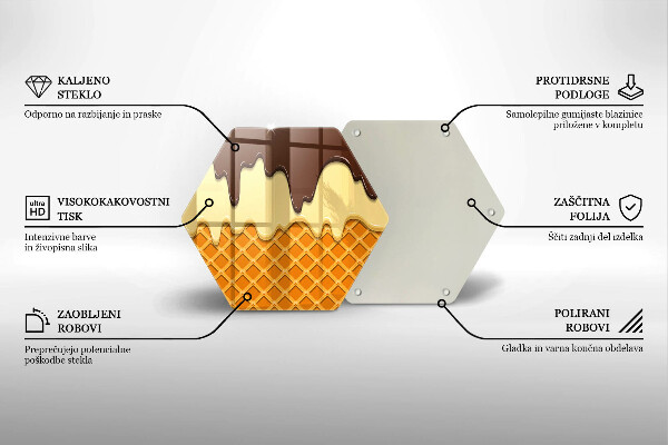 Tabla de cortar de vidrio Ilustración de cono de helado