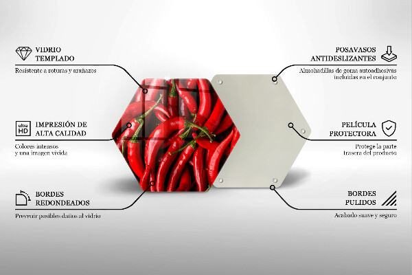 Tabla de cortar de vidrio Pimientos picantes