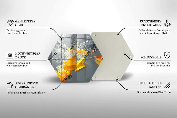 Tabla de cortar de vidrio Limones en agua