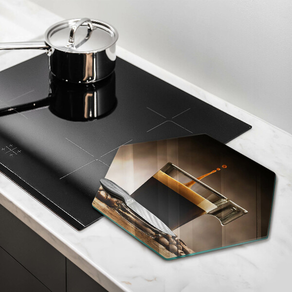 Tabla de cortar de vidrio Vidrio y granos de café