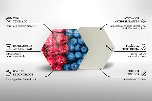 Tabla de cortar de vidrio Frutas de frambuesa y arándanos