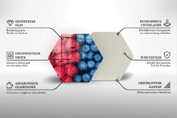 Tabla de cortar de vidrio Frutas de frambuesa y arándanos