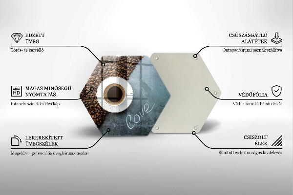 Tabla de cortar de vidrio Granos de café y taza