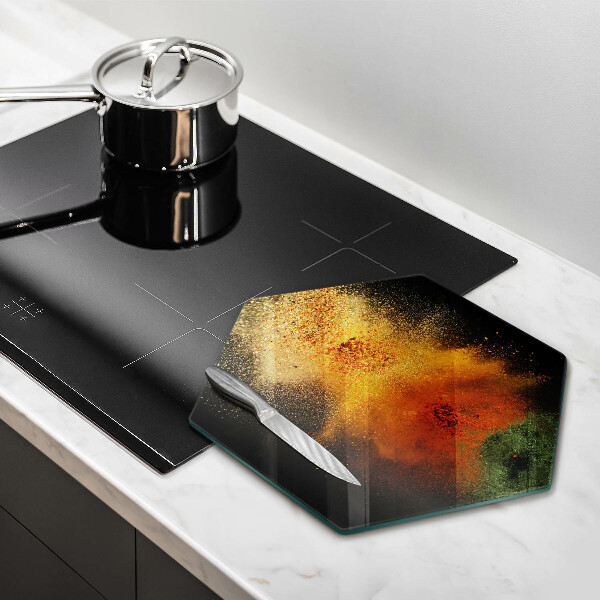 Tabla de cortar de vidrio Especias coloridas