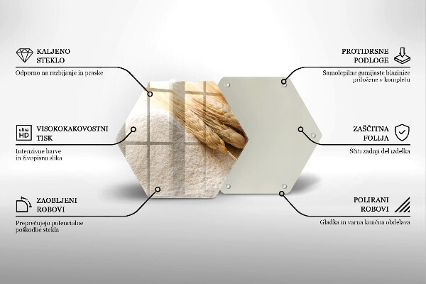 Tabla de cortar de vidrio Harina y espigas de grano