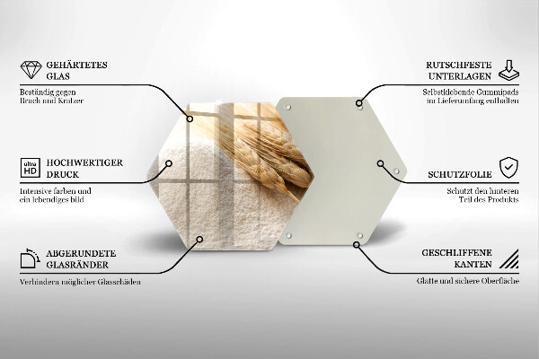 Tabla de cortar de vidrio Harina y espigas de grano