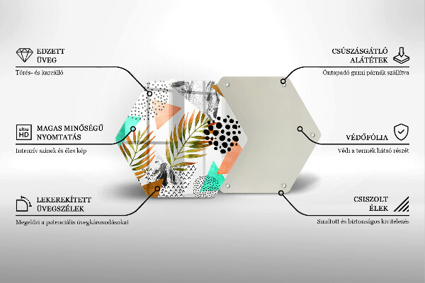 Tabla de cortar de vidrio Patrón de hojas boho