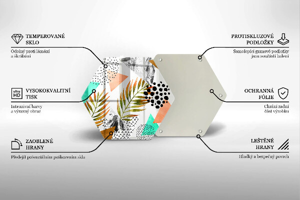 Tabla de cortar de vidrio Patrón de hojas boho