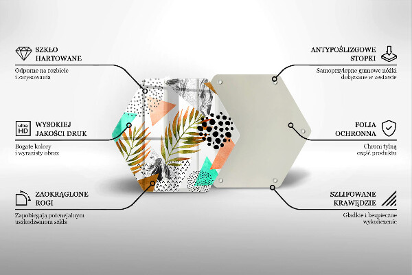 Tabla de cortar de vidrio Patrón de hojas boho