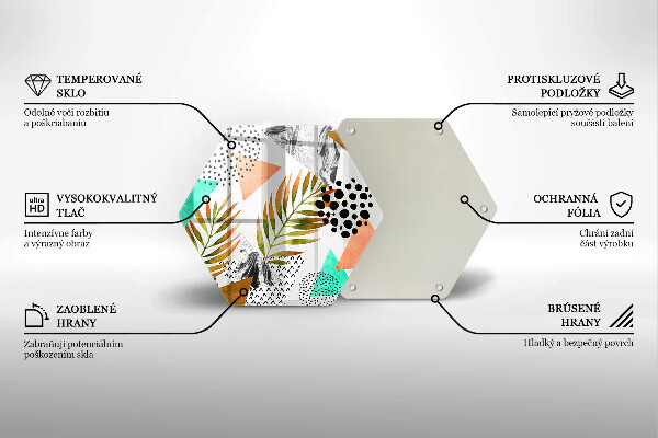 Tabla de cortar de vidrio Patrón de hojas boho