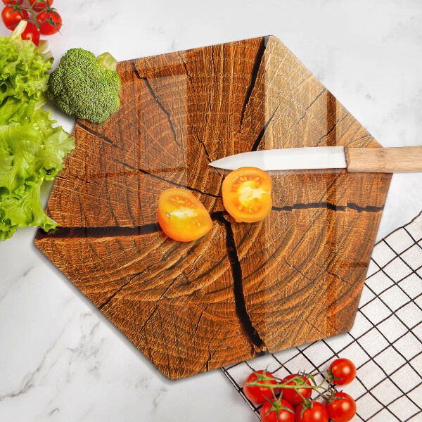 Tabla de cortar de vidrio Estructura de tronco de madera