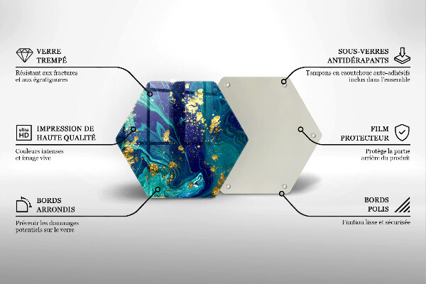 Tabla de cortar de vidrio Abstracción con oro