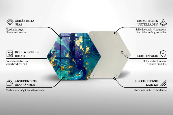 Tabla de cortar de vidrio Abstracción con oro