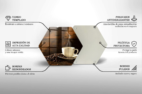 Tabla de cortar de vidrio Taza de café de madera