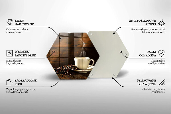 Tabla de cortar de vidrio Taza de café de madera