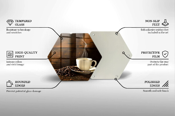 Tabla de cortar de vidrio Taza de café de madera