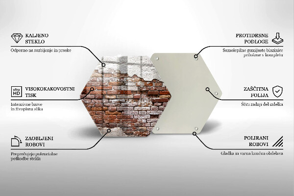 Tabla de cortar de vidrio Viejo muro de ladrillo y hormigón