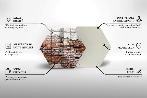 Tabla de cortar de vidrio Viejo muro de ladrillo y hormigón