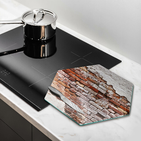 Tabla de cortar de vidrio Viejo muro de ladrillo y hormigón