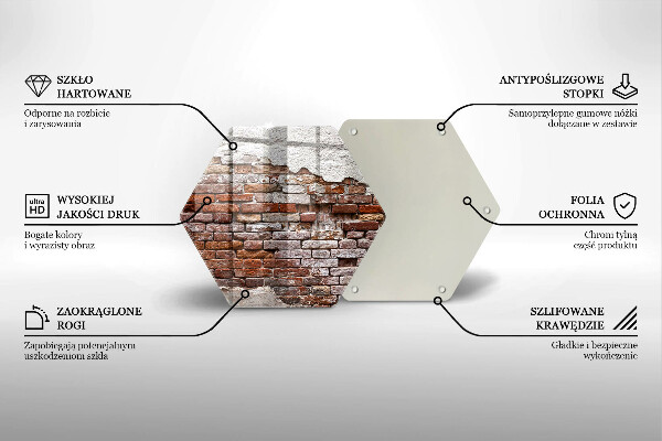 Tabla de cortar de vidrio Viejo muro de ladrillo y hormigón