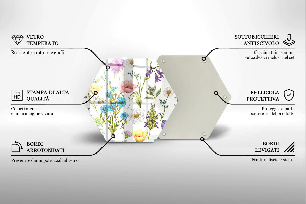 Tabla de cortar de vidrio Ilustración de flores