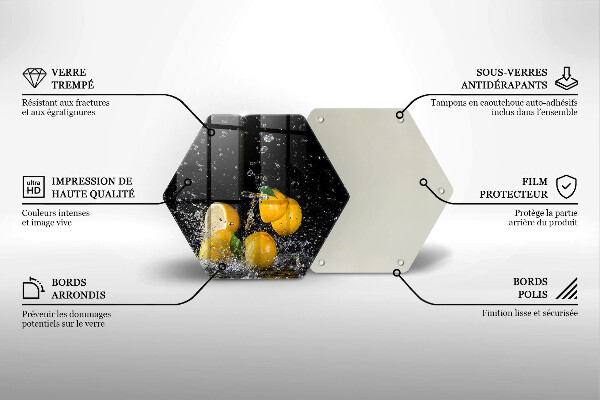 Tabla de cortar de vidrio Fruta jugosa de limón