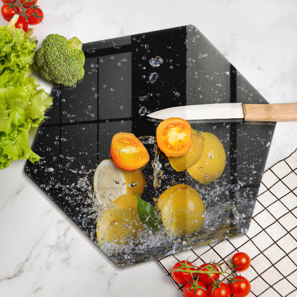 Tabla de cortar de vidrio Fruta jugosa de limón