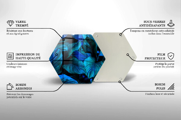 Tabla de cortar de vidrio Hojas de vegetación de la selva