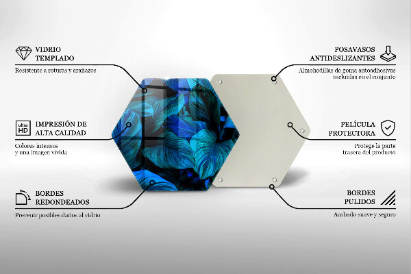 Tabla de cortar de vidrio Hojas de vegetación de la selva