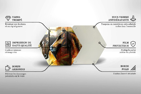 Tabla de cortar de vidrio Animales caballos