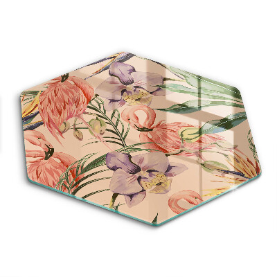 Tabla de cortar de vidrio Ilustración de flamencos