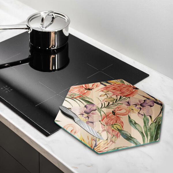 Tabla de cortar de vidrio Ilustración de flamencos