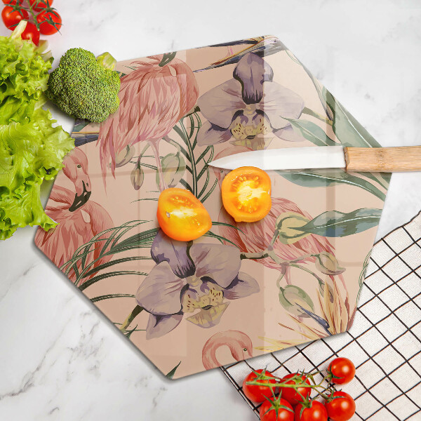 Tabla de cortar de vidrio Ilustración de flamencos