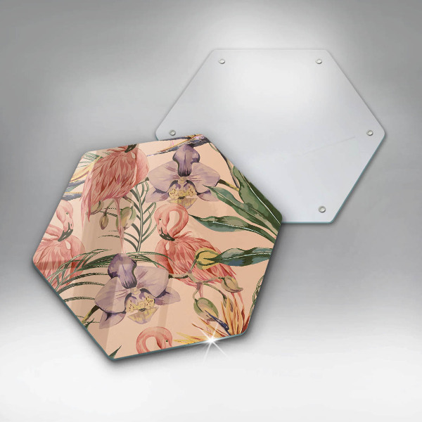 Tabla de cortar de vidrio Ilustración de flamencos