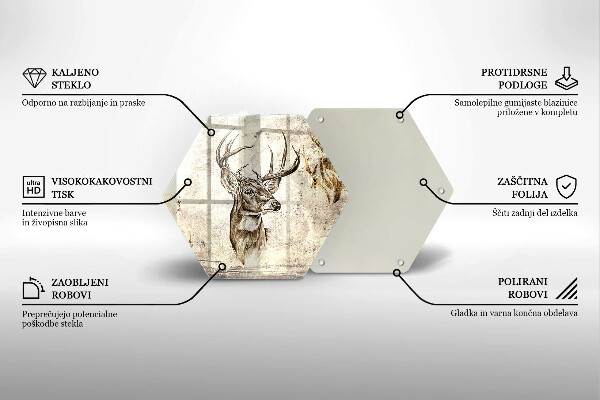Tabla de cortar de vidrio Ilustración de animales ciervos