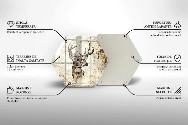 Tabla de cortar de vidrio Ilustración de animales ciervos