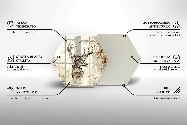 Tabla de cortar de vidrio Ilustración de animales ciervos